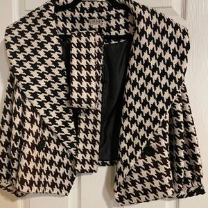 Bershka Black and White Houndstooth Blazer